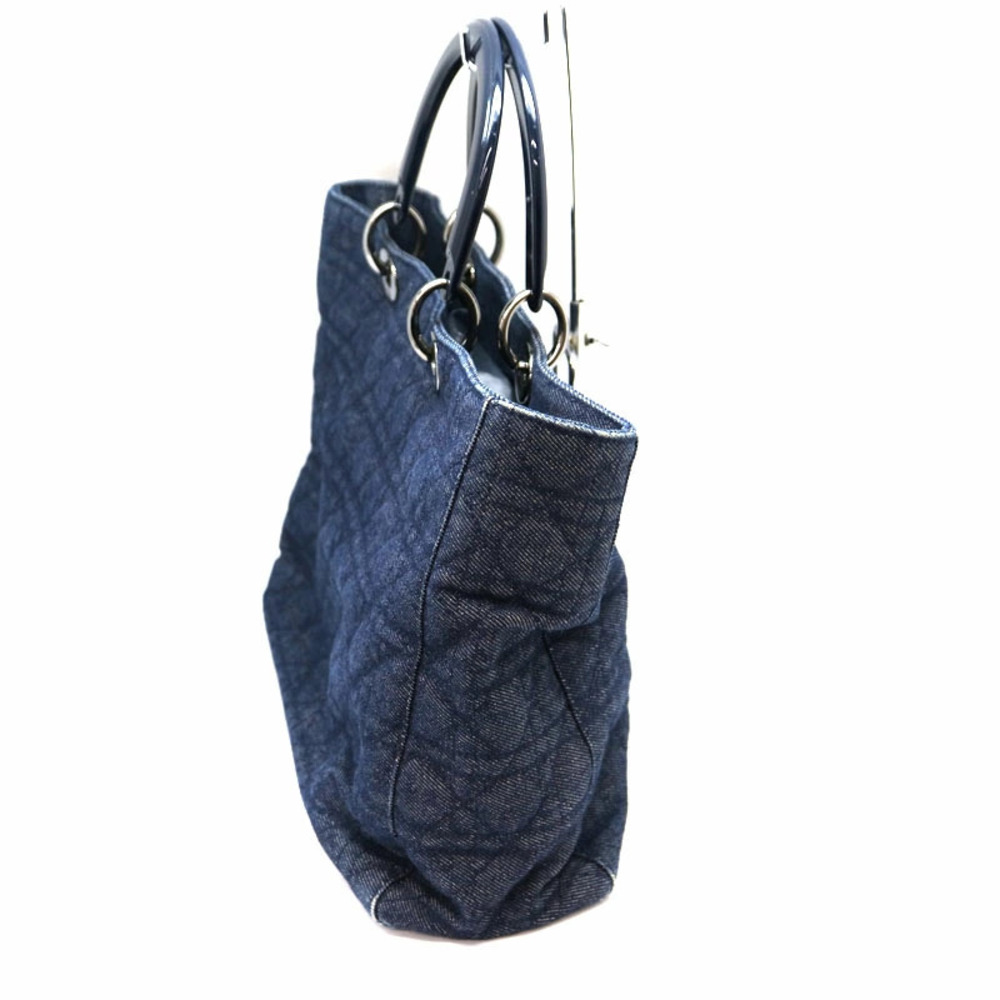 CDIOR Cannage Denim Bag Canvas Navy Blue Handbag Shoulder - Picture 4 of 6